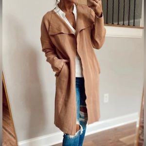 Boutique Camel draped Cardi Coat